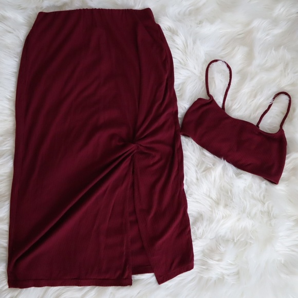 Free People Golden Hour Burgundy Skirt Set - Picture 7 of 13